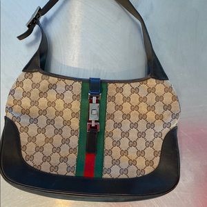 Vintage Gucci canvas bag with leather trim